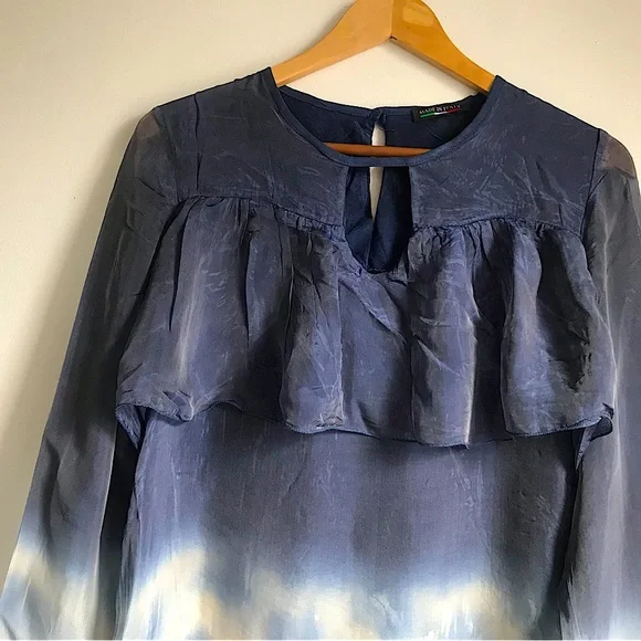 Tie Dye Ruffle Silk Dress - Picture 3 of 8